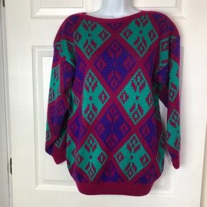 Vintage Boundary Waters Geometric Print 90s Sweater